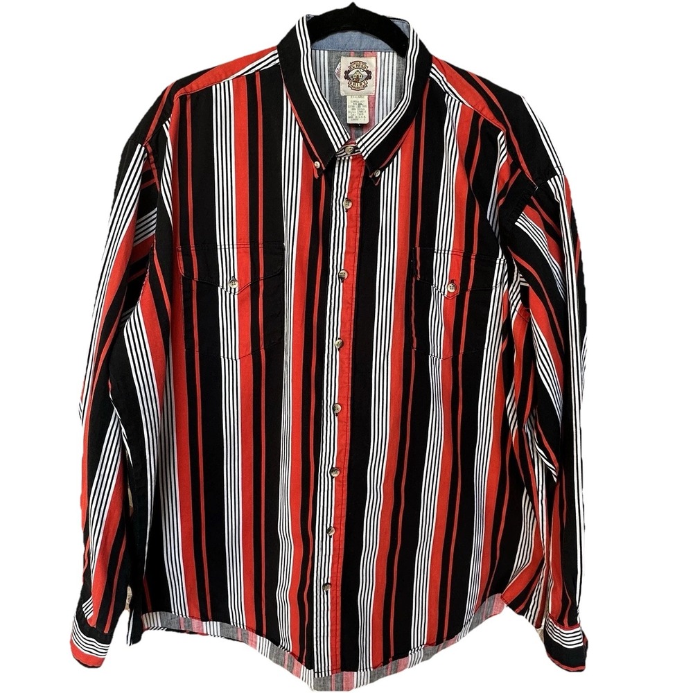 VTG Old El Paso Classic Fit Men's Ranch Shirt XXL Long Tail Stripe Black Red USA